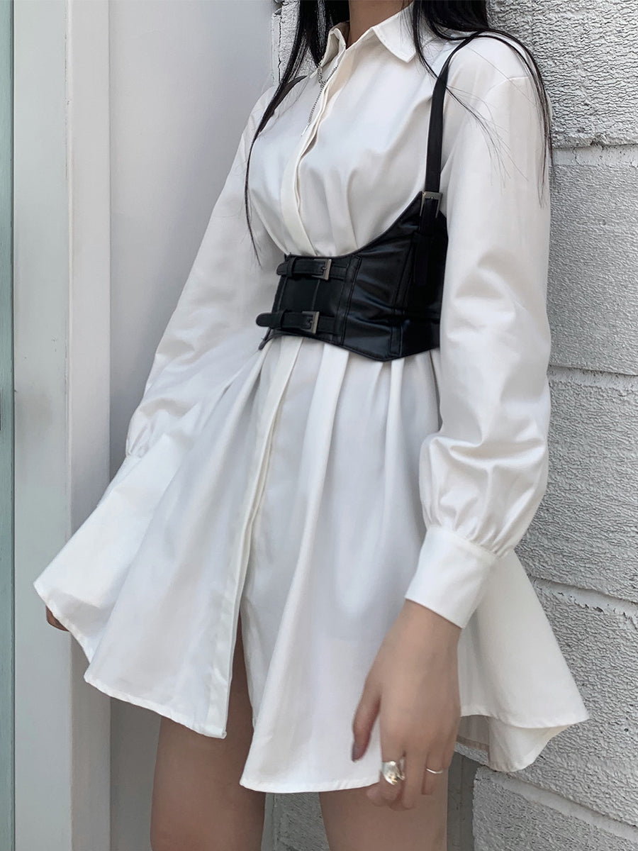 Cool Girl Medium Length White Shirt Dress