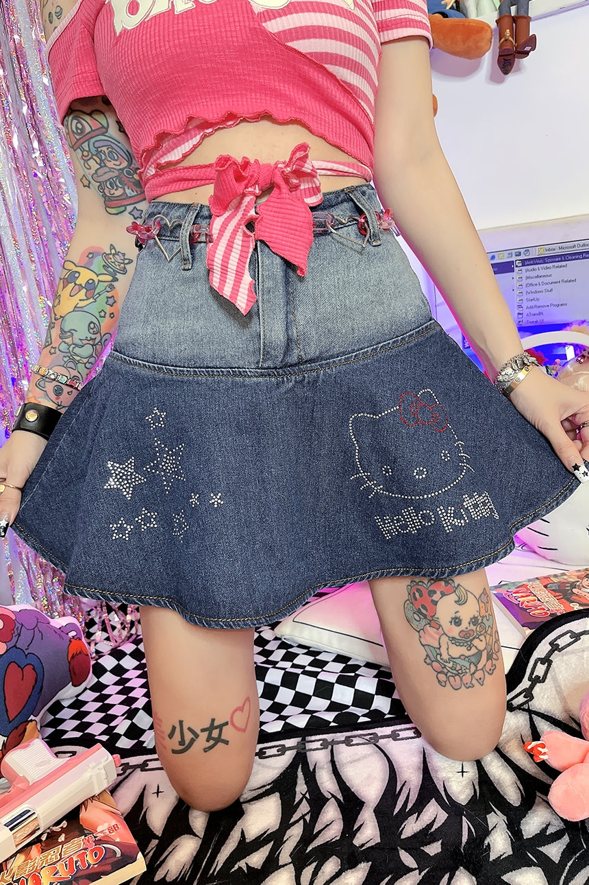 Hot Girl Gradient Denim Vintage Skirt