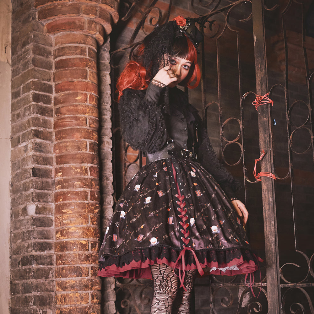 Halloween Gothic Lolita Lace Up Skirt S22739