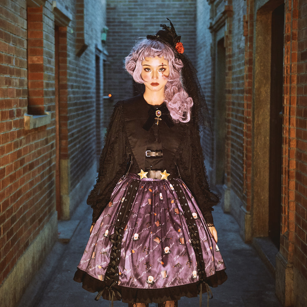 Halloween Gothic Lolita Lace Up Skirt S22739