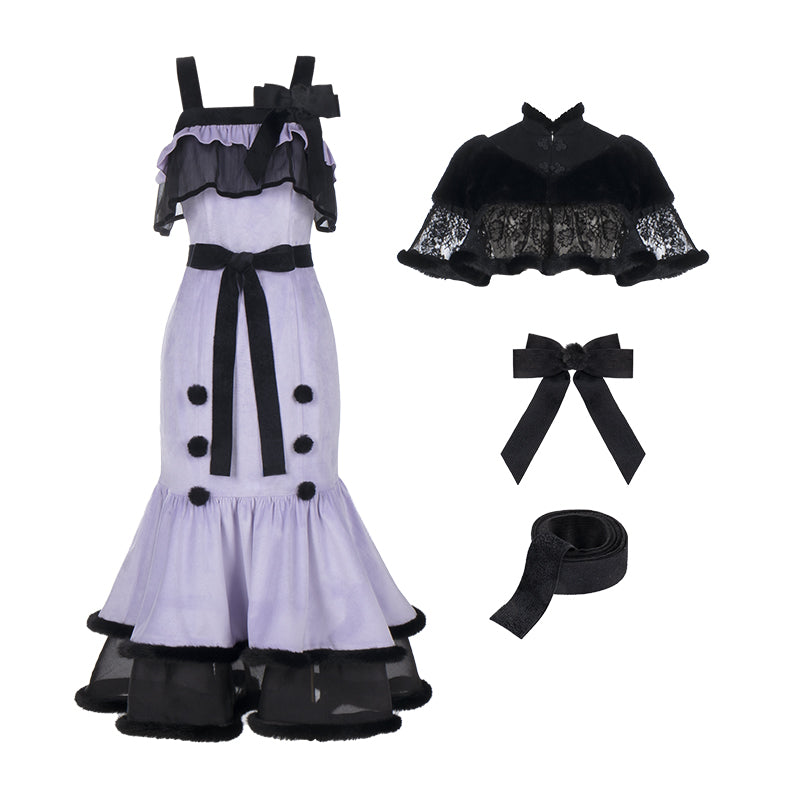 Winter Elegant Cla Velvet Fish Tail Lolita Dress Waistcoat Suit