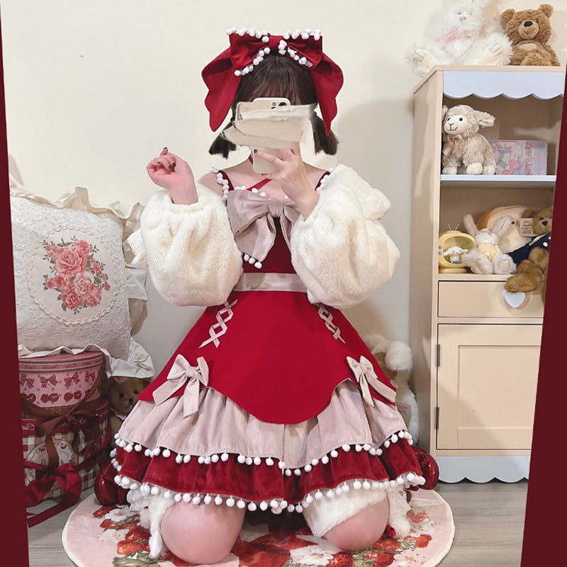 Winter Woolen Bow Sweet and Lovely Lolita Dress