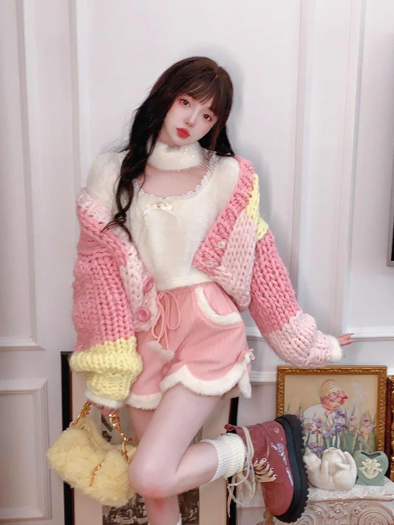 Autumn And Winter Sweet Girl Splice Sweater Coat