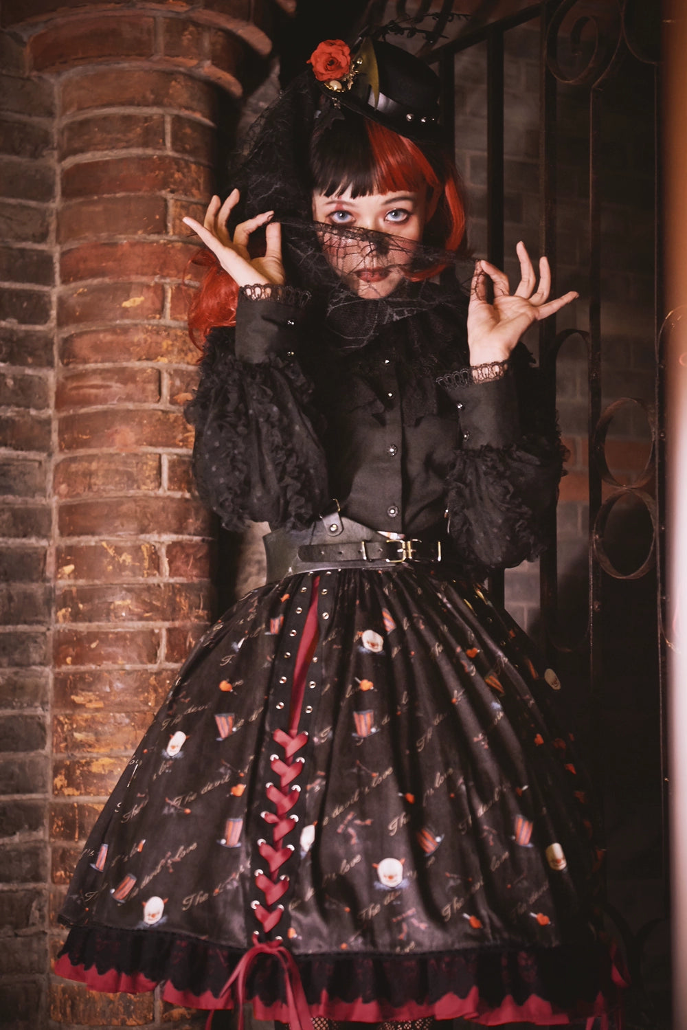 Halloween Gothic Lolita Lace Up Skirt S22739