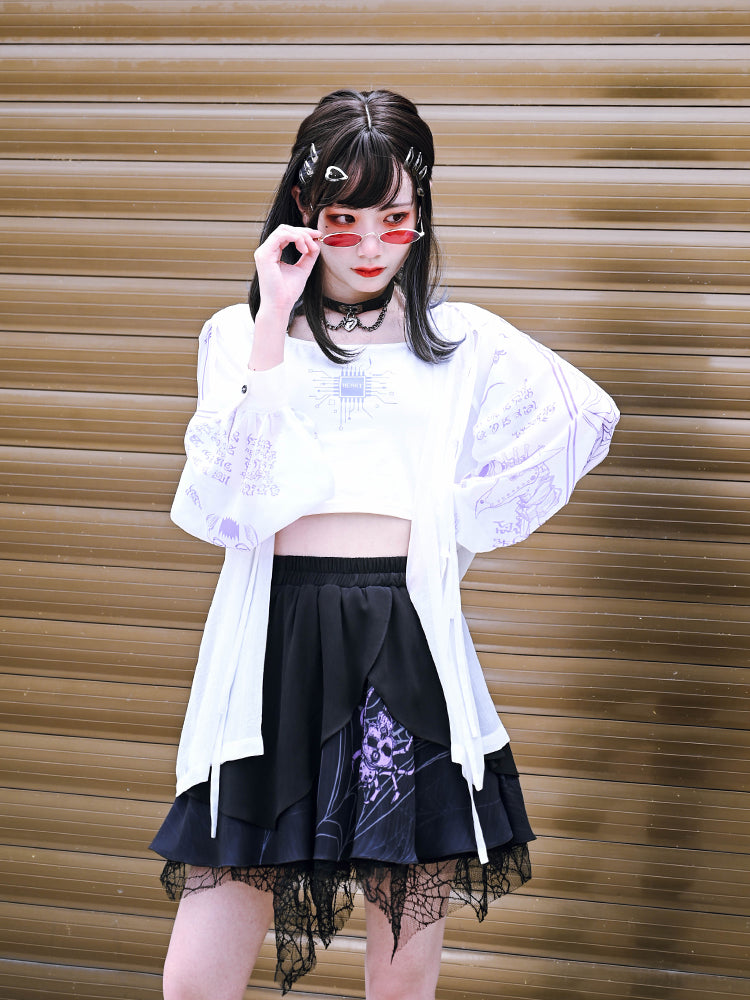 Deep Black Summer Irregular Puffy Skirt