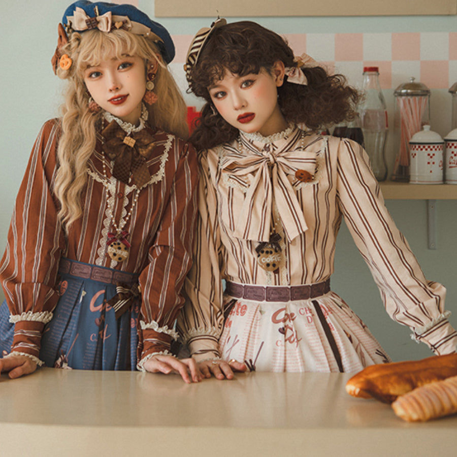 Chocolate Daily Sweet Lolita Stripe Long Sleeve Shirt