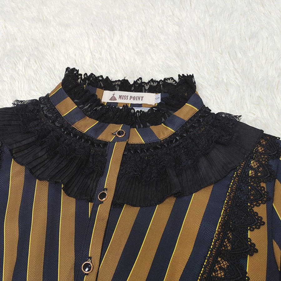 Vintage Gothic Lolita Stripe Long Sleeve Shirt