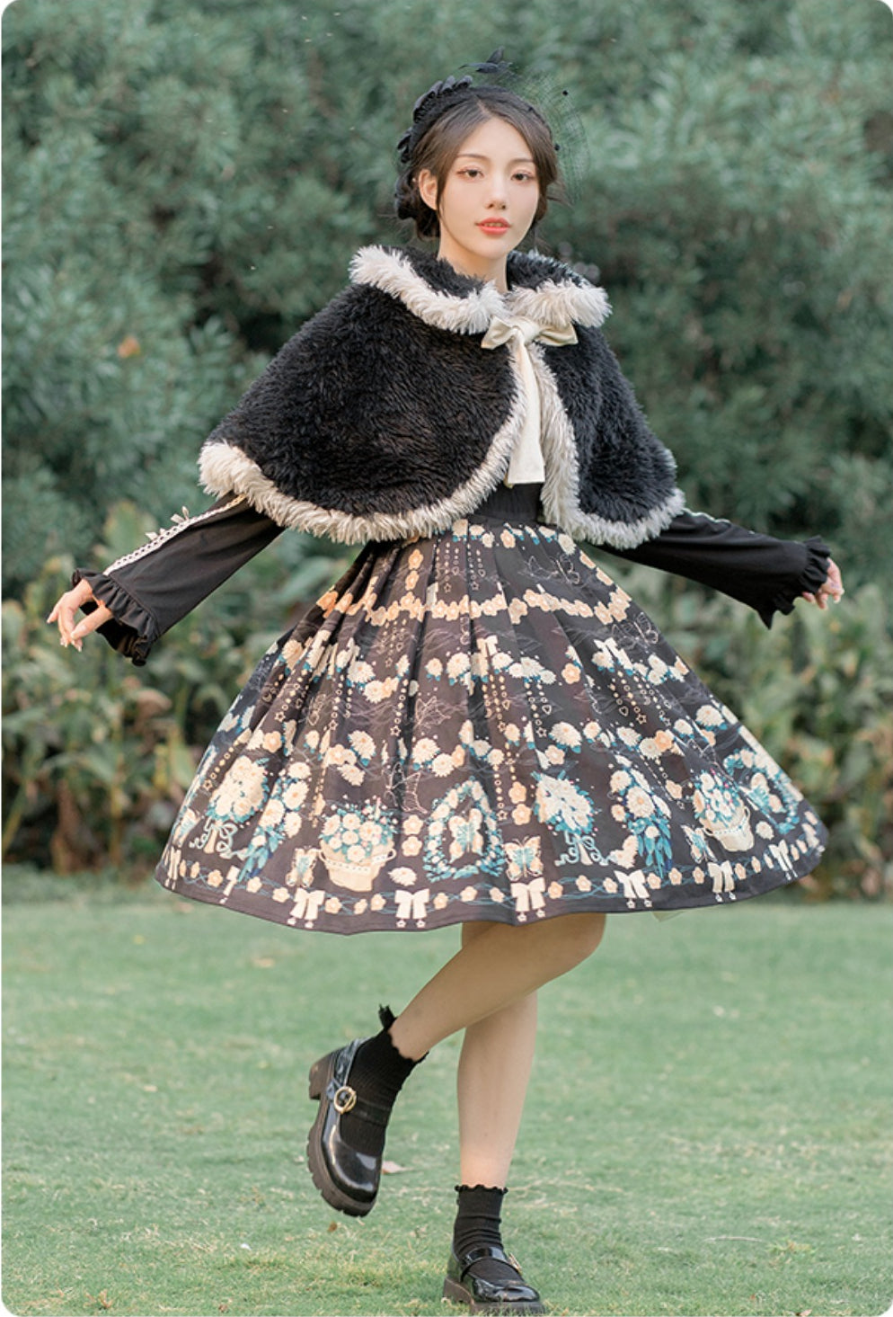 Winter Elegant Flowers Lolita Thickened Dress