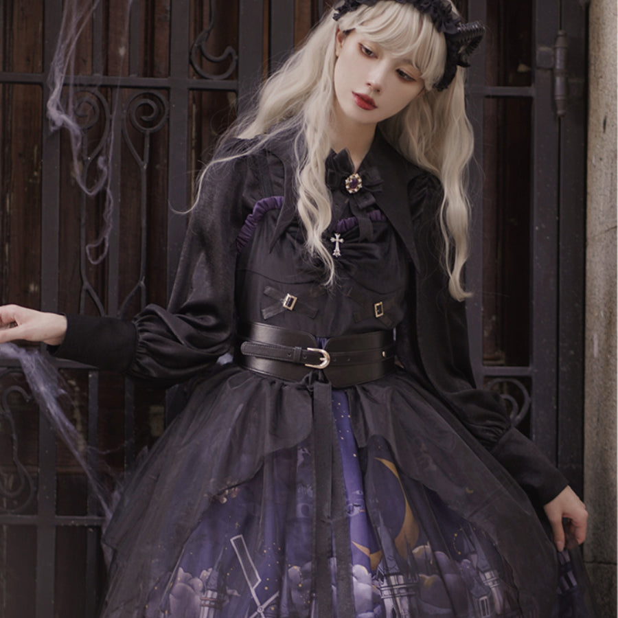 Halloween Gothic Vintage High Waist Jumper Skirt Sets