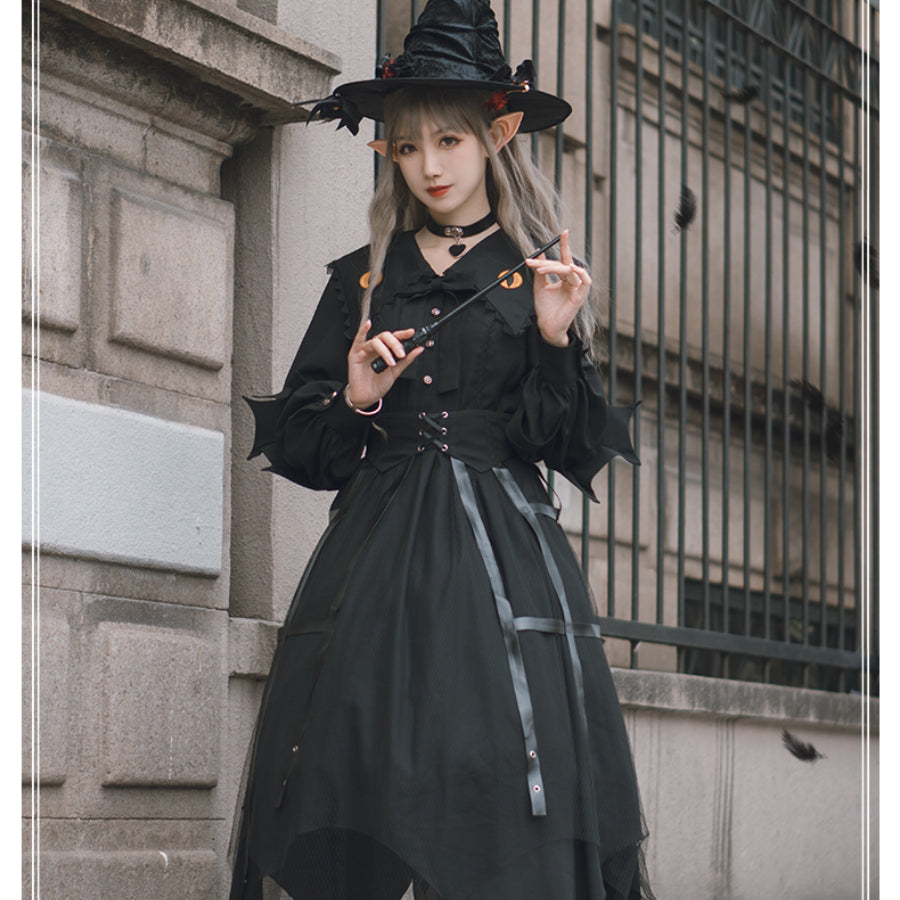 Vintage Halloween Lolita Irregular Long-sleeved Dress