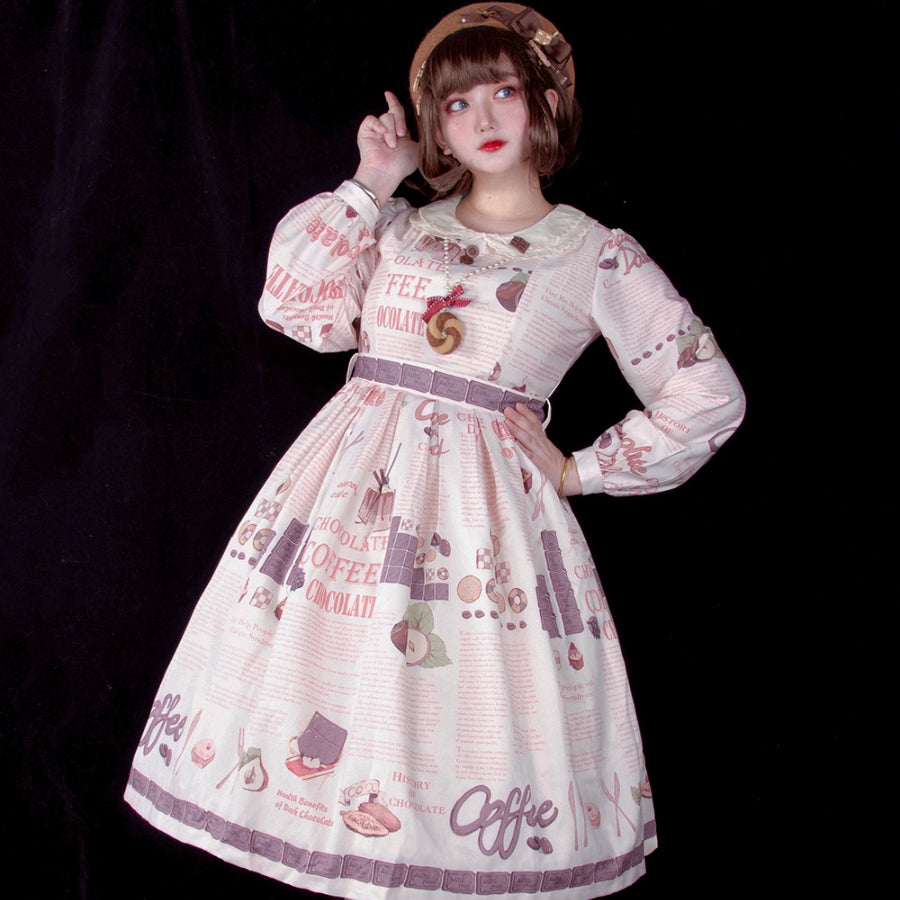 Daily Sweet Lolita Printed Long-sleeved Dress