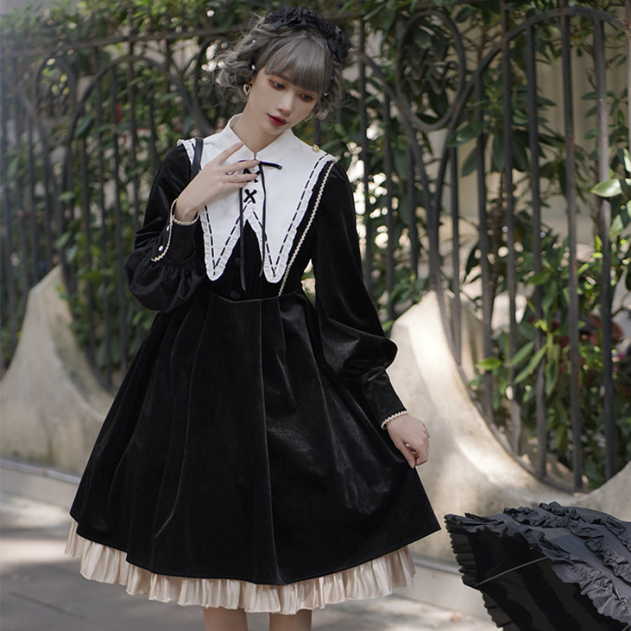 Elegant Autumn Winter Lolita Long-sleeved Dress