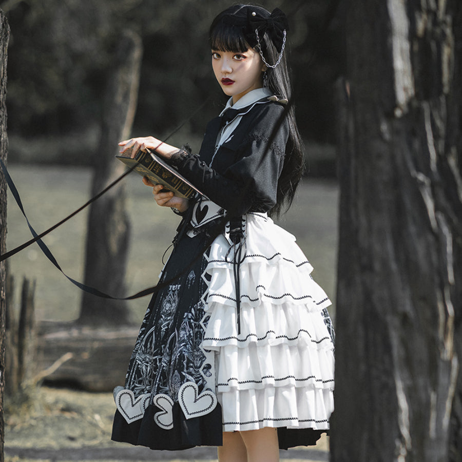 Spring Vintage Patchwork Lolita Long-sleeved Dress Sets