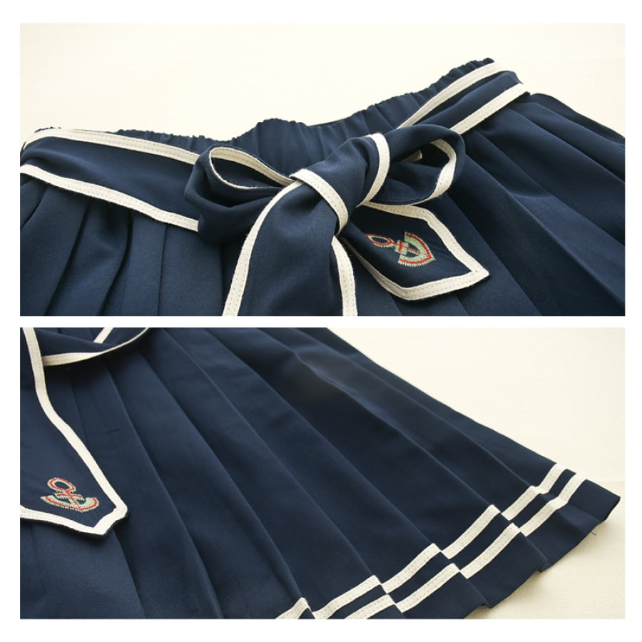 Anchor Embroidery Navy Skirt J20001