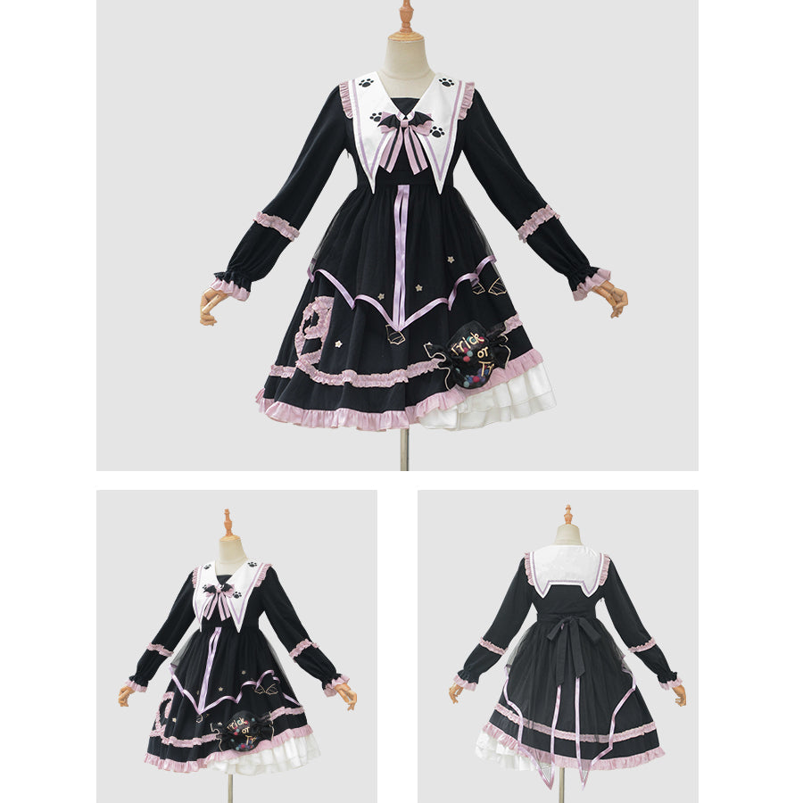 Halloween Gothic Thicken Lolita Long Sleeve Dress