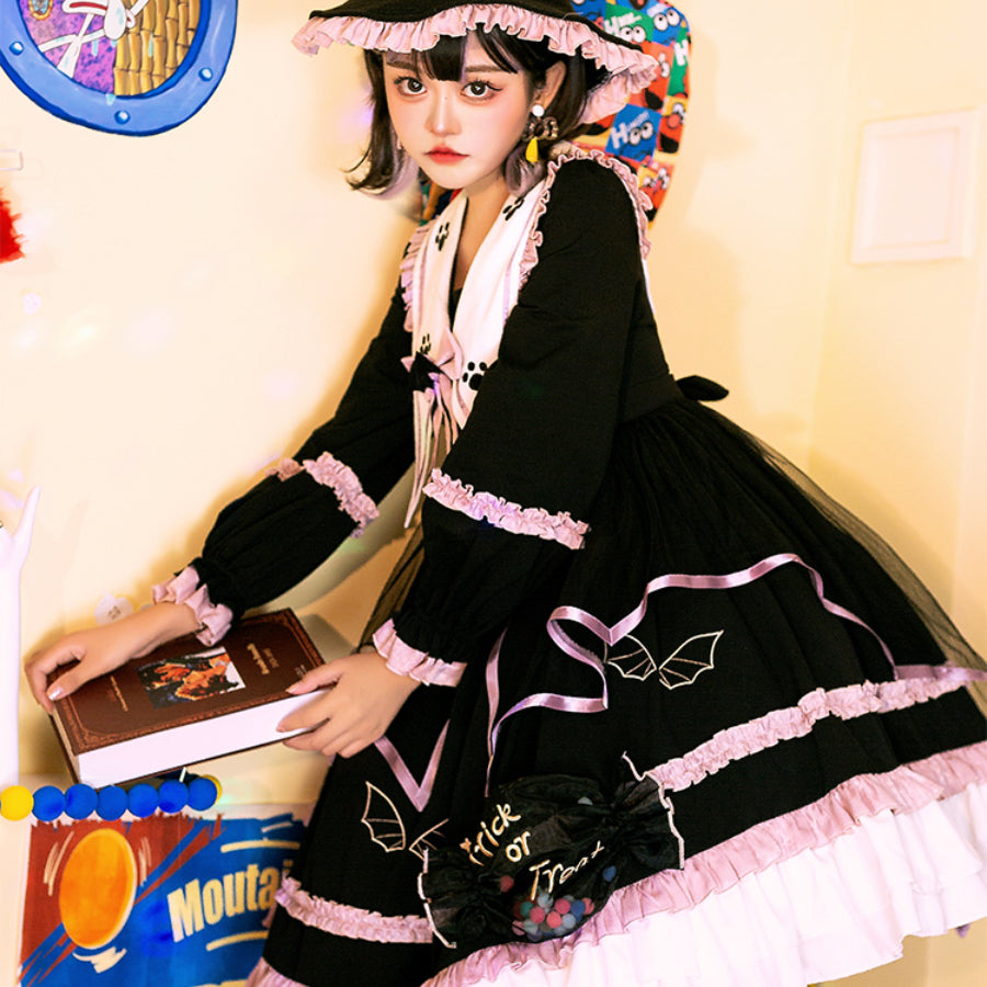 Halloween Gothic Thicken Lolita Long Sleeve Dress