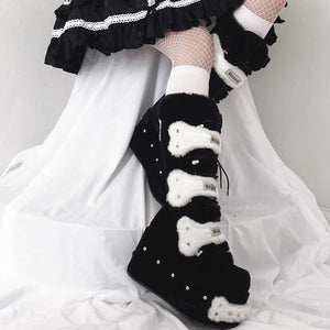 Original Winter Lolita Woolen Thick Soled Boots - cosfun