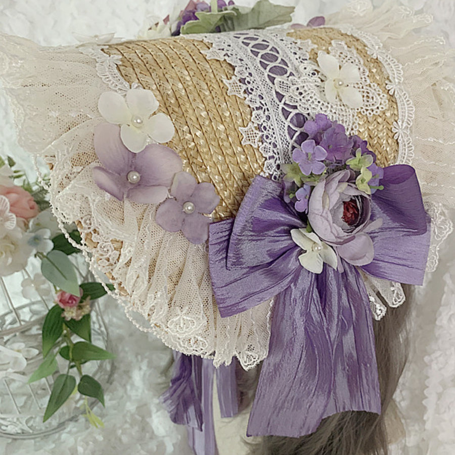 Elegant and Classic Lolita Flowers Straw Hat