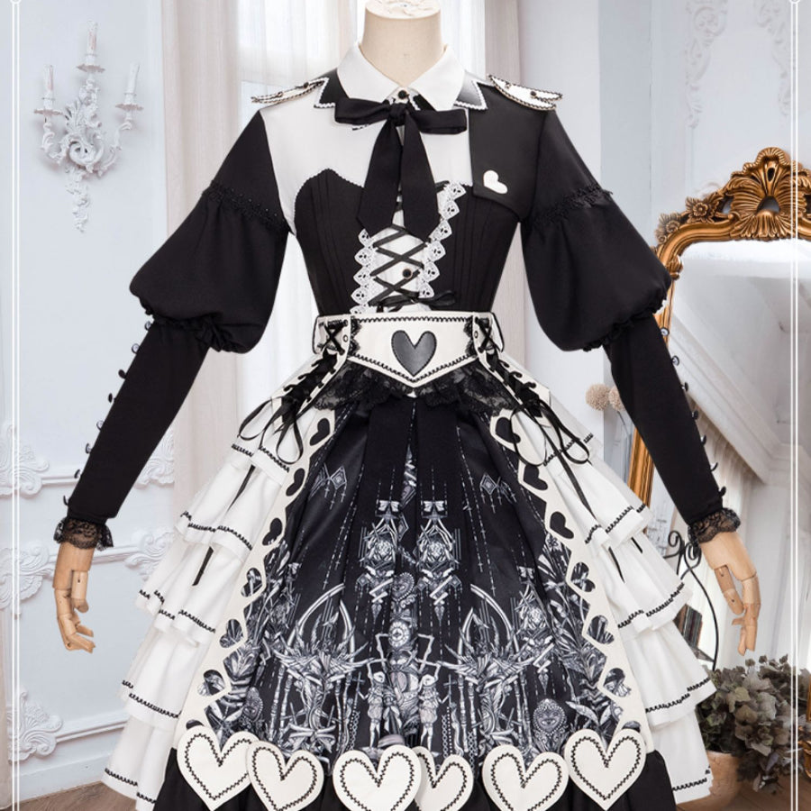 Spring Vintage Patchwork Lolita Long-sleeved Dress Sets