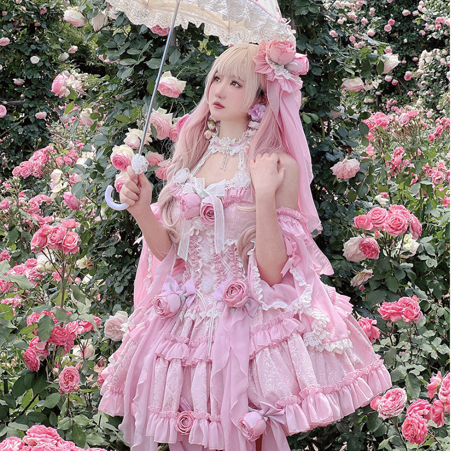 Original Sweet Fairy Rose Lolita Princess Dress Sets S22634