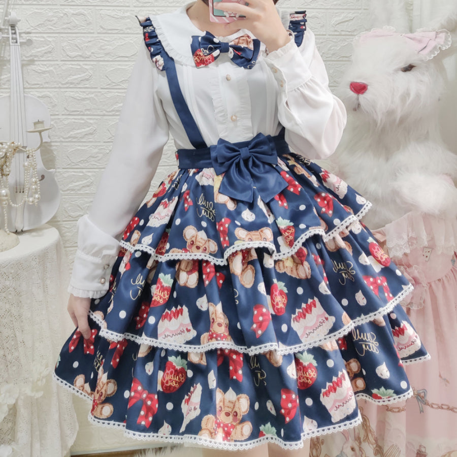 Daily Lovely Lolita Printed Short Strap Skirt