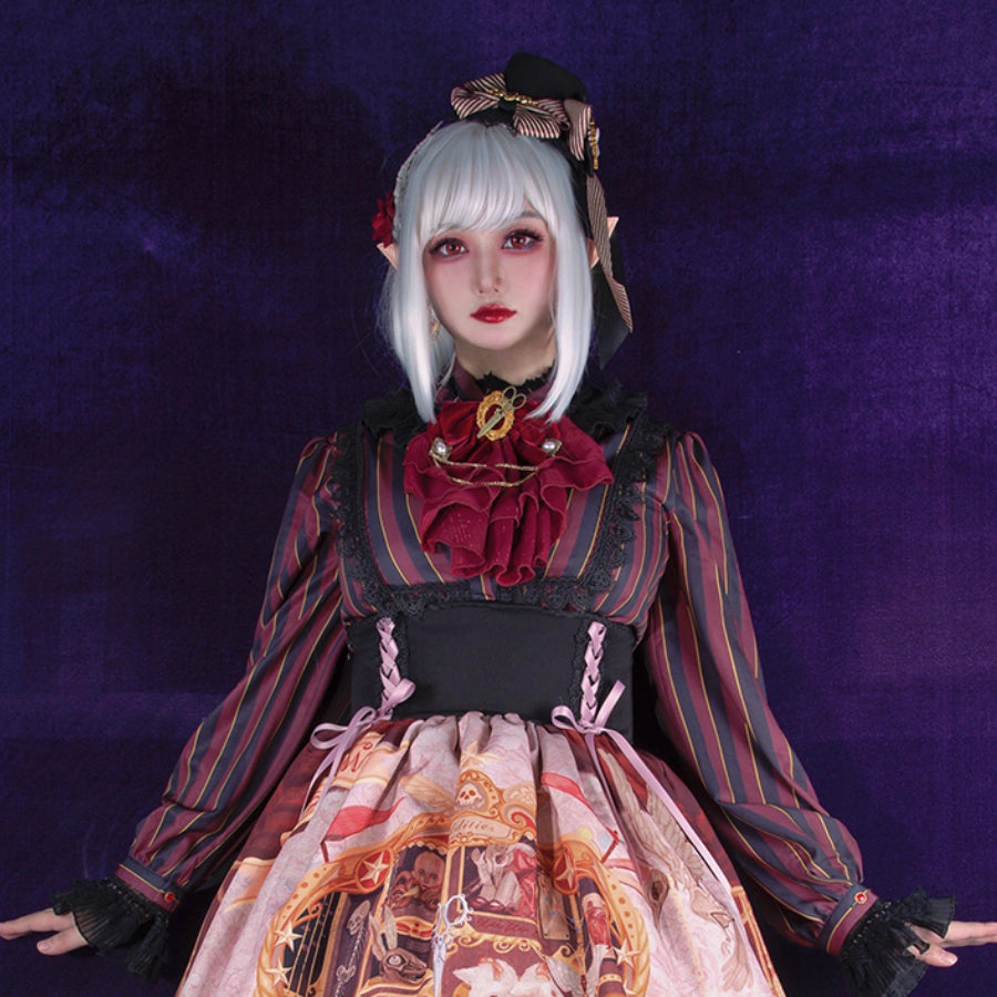 Vintage Gothic Lolita Stripe Long Sleeve Shirt