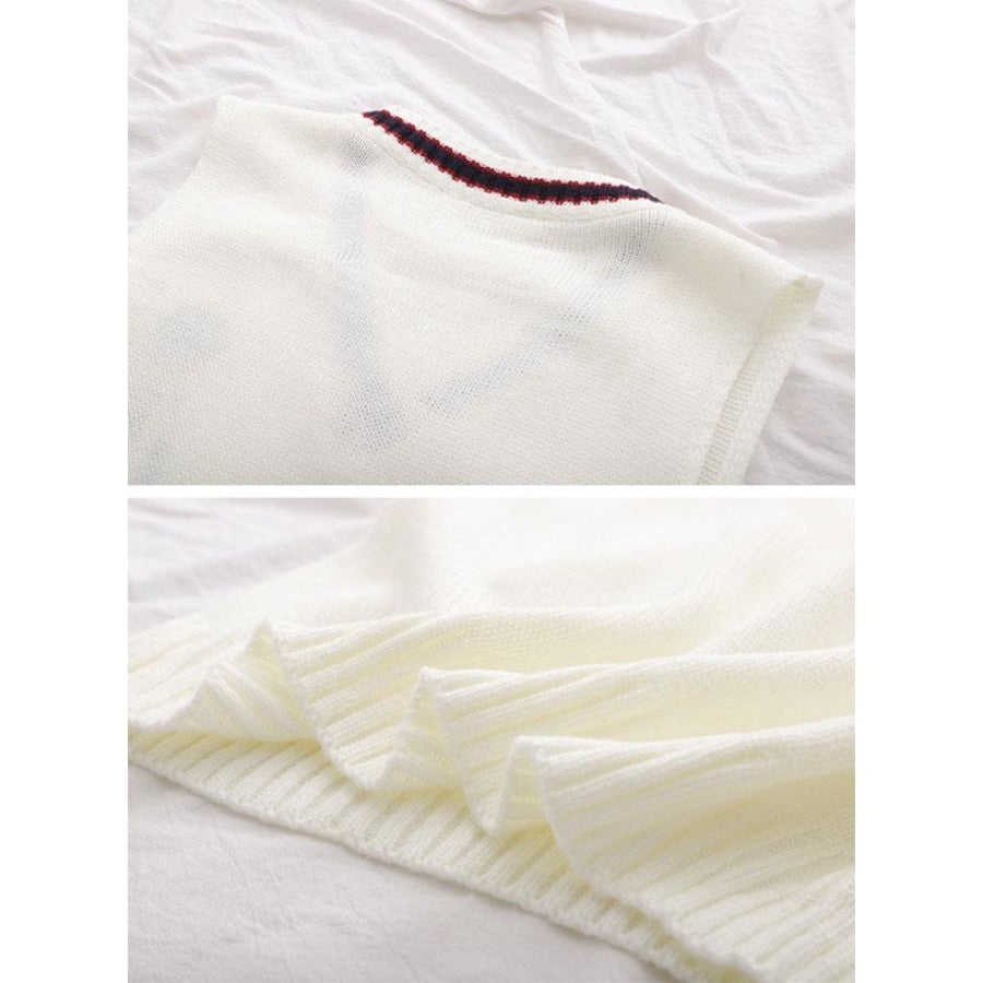 Badminton Embroidery Knit Vest Thin Tie White Shirt J10000 Sweatshirt