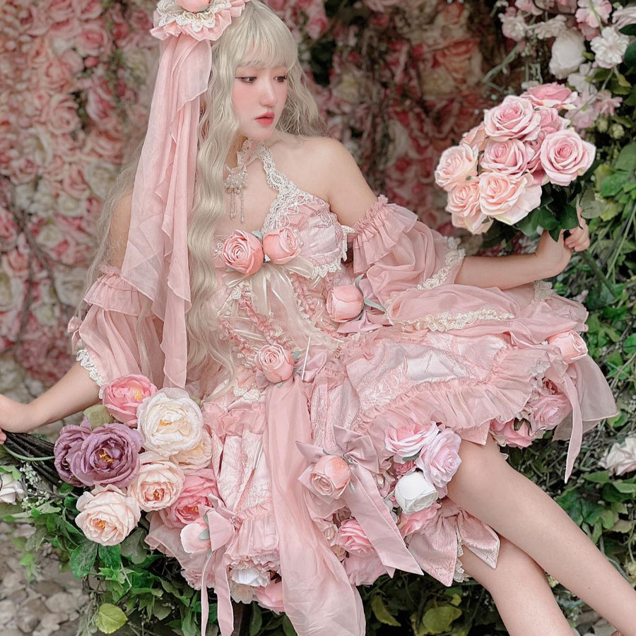 Original Sweet Fairy Rose Lolita Princess Dress Sets S22634