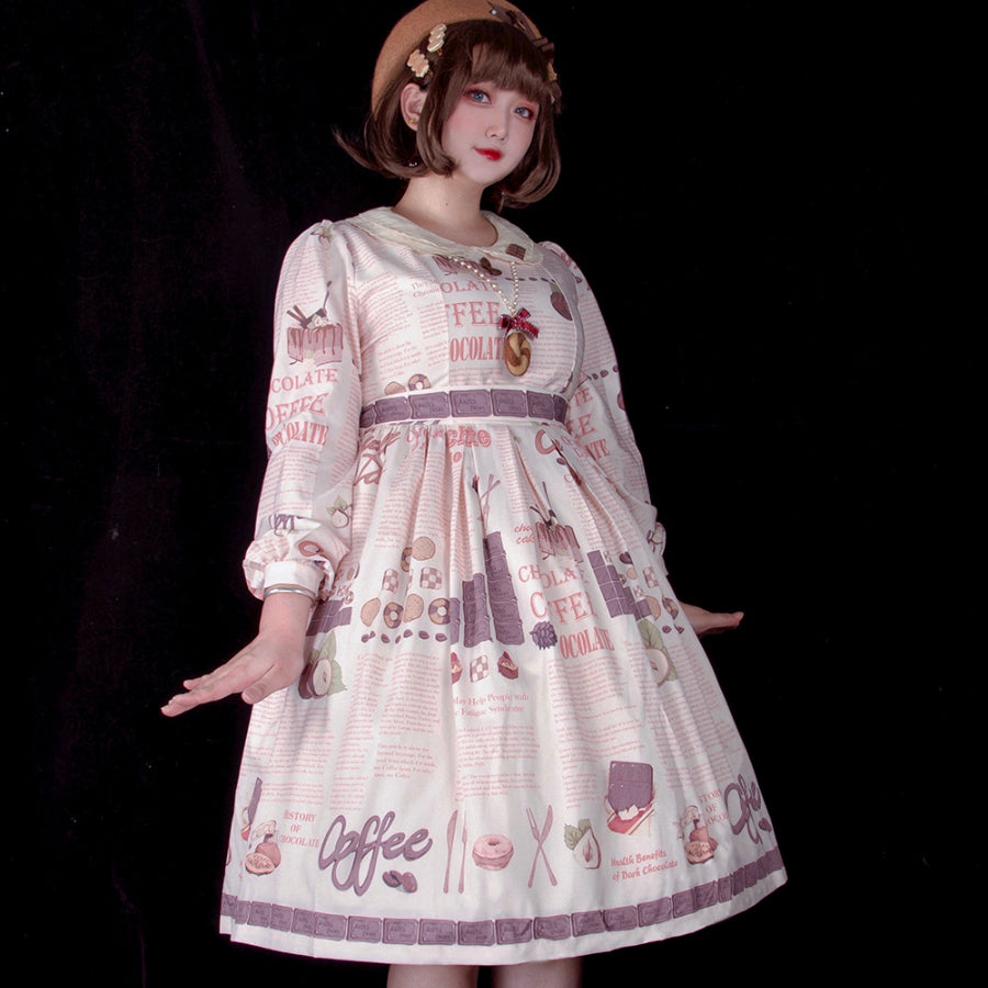 Daily Sweet Lolita Printed Long-sleeved Dress