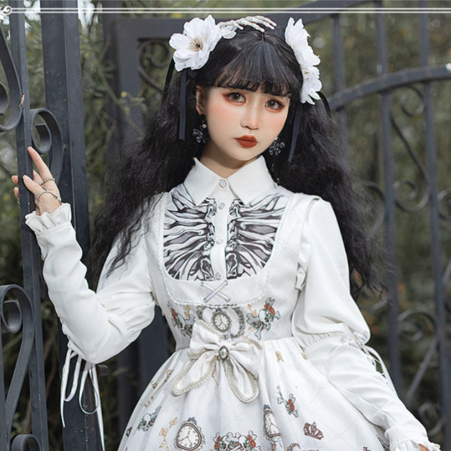 Vintage Gothic Lolita Jumper Skirt and Long-sleeved Shirt