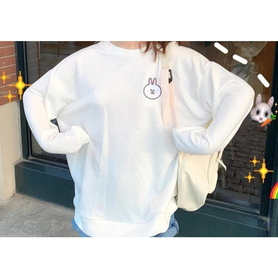 Bear Rabbit Duck Cartoon Embroidery Loose Sweatershirt J30008 Sweatshirt