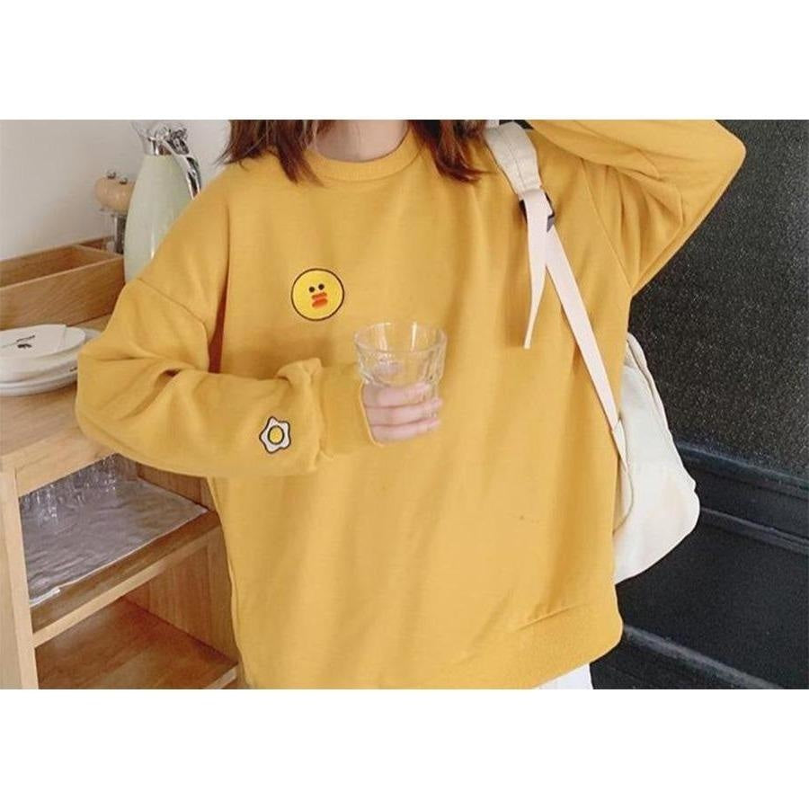 Bear Rabbit Duck Cartoon Embroidery Loose Sweatershirt J30008 Sweatshirt