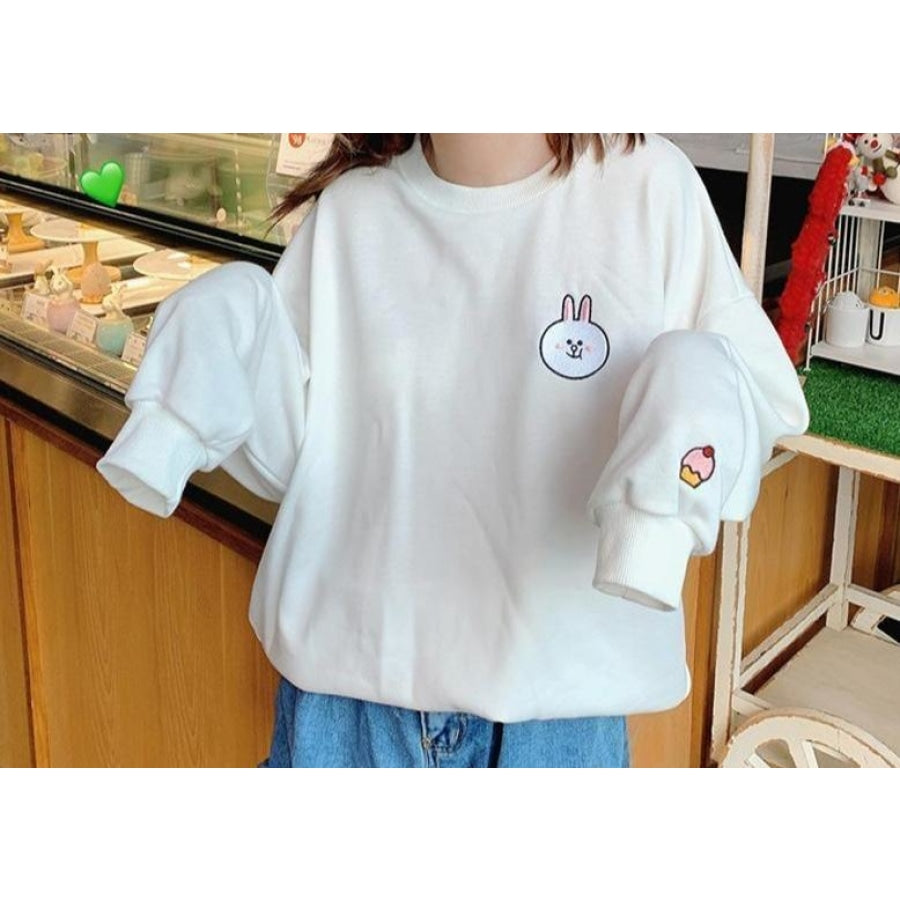 Bear Rabbit Duck Cartoon Embroidery Loose Sweatershirt J30008 Sweatshirt