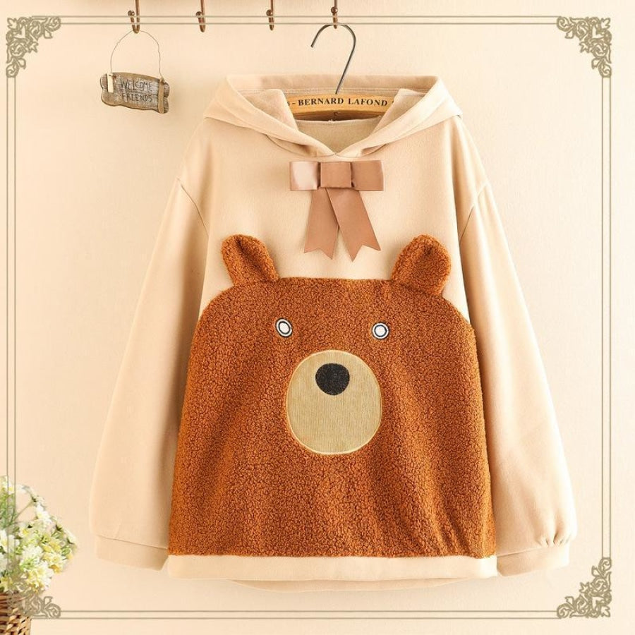 Bowknot Bear Ears Cartoon Hoodie J10005 Khaki / One Size Sweatshirt