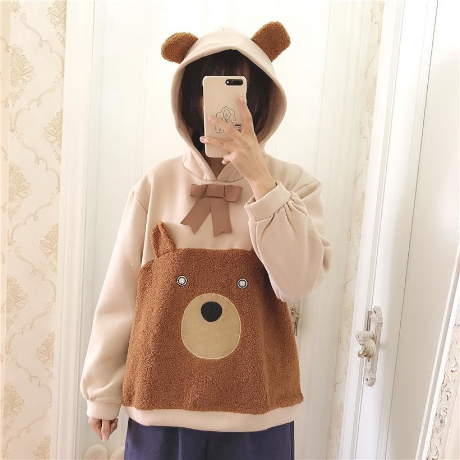 Bowknot Bear Ears Cartoon Hoodie J10005 Sweatshirt