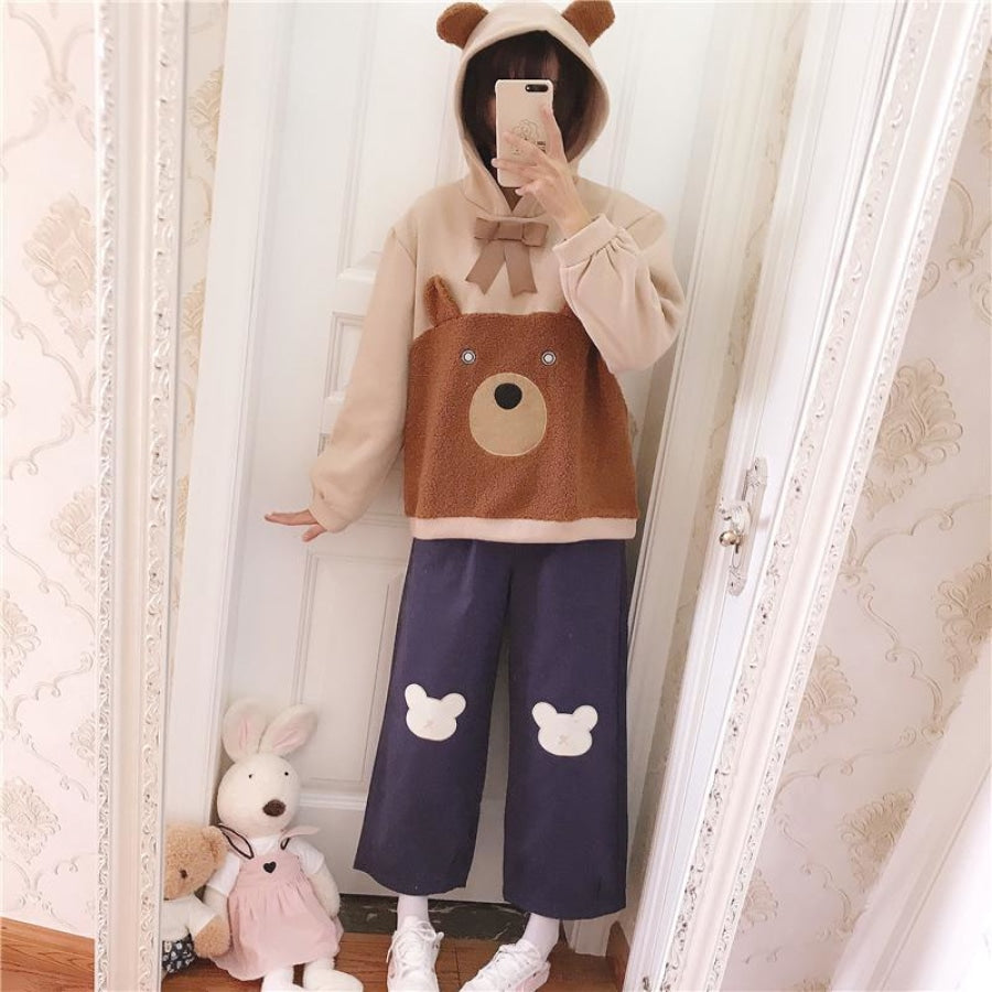 Bowknot Bear Ears Cartoon Hoodie J10005 Sweatshirt