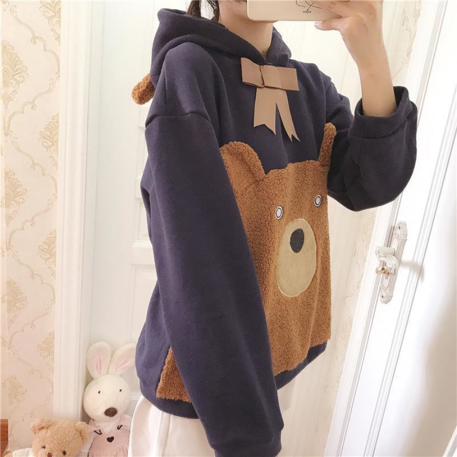 Bowknot Bear Ears Cartoon Hoodie J10005 Sweatshirt