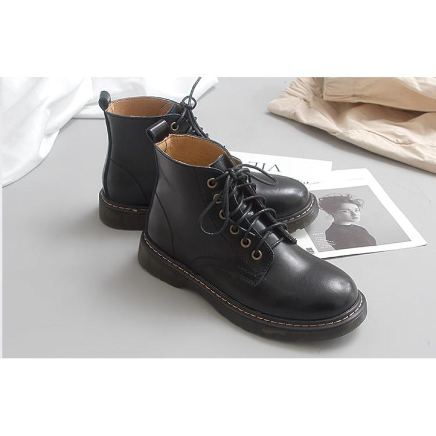 British Style Leather All Solid Martin Jump Boots Shoes