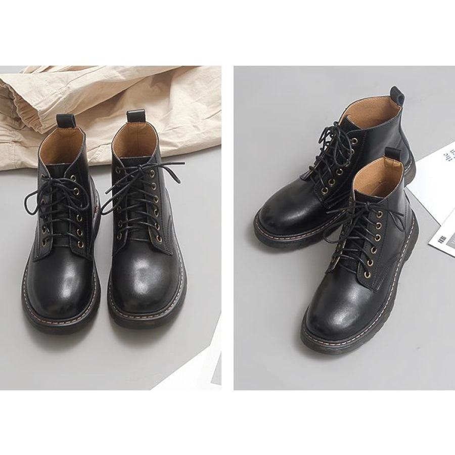 British Style Leather All Solid Martin Jump Boots Shoes