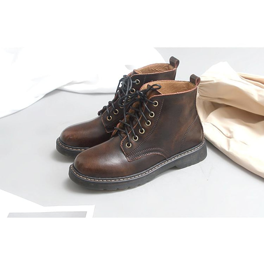 British Style Leather All Solid Martin Jump Boots Shoes