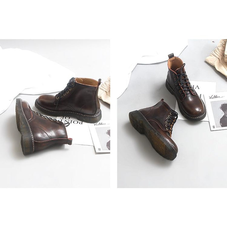 British Style Leather All Solid Martin Jump Boots Shoes