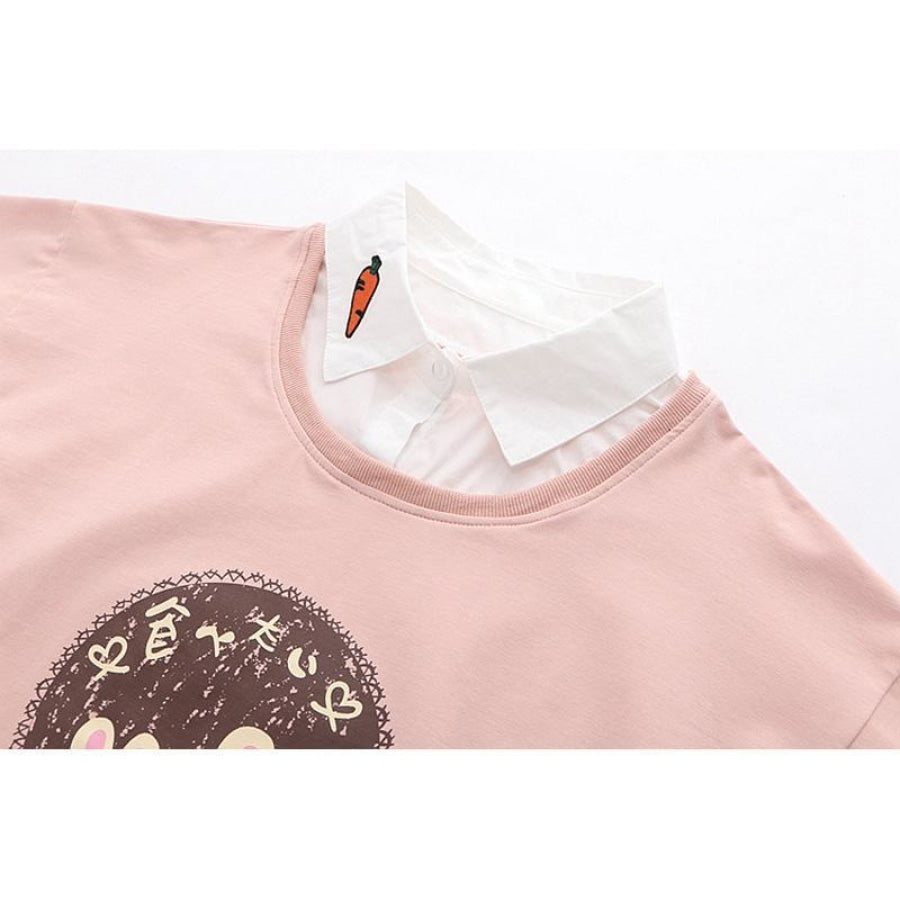 Bunny Carrot Fake Two-Piece Shirt Sweatshirt J10007