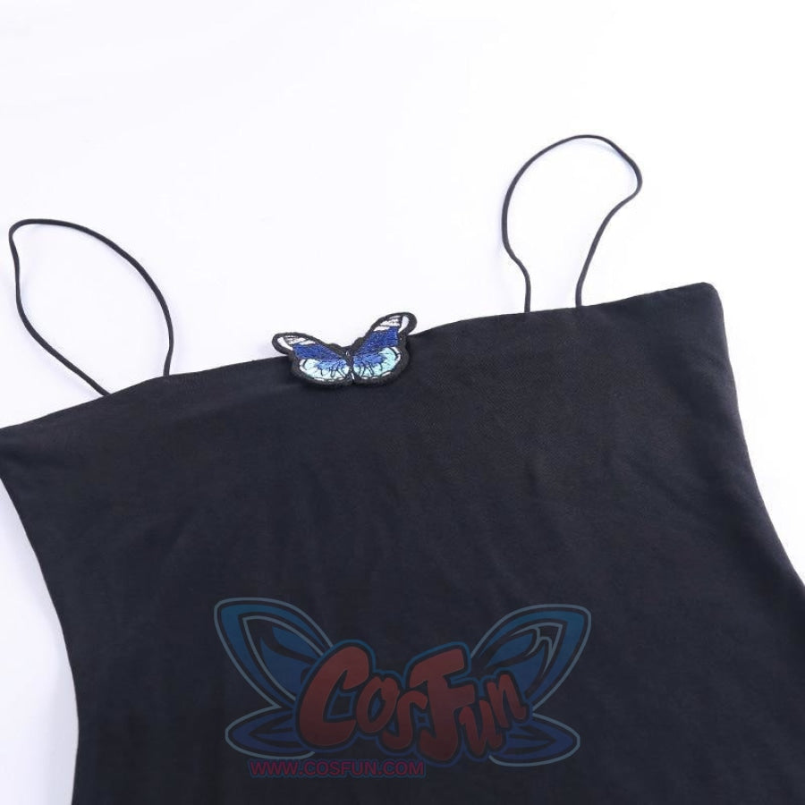 Butterfly Spaghetti Strap Slim Fit Slip Dress