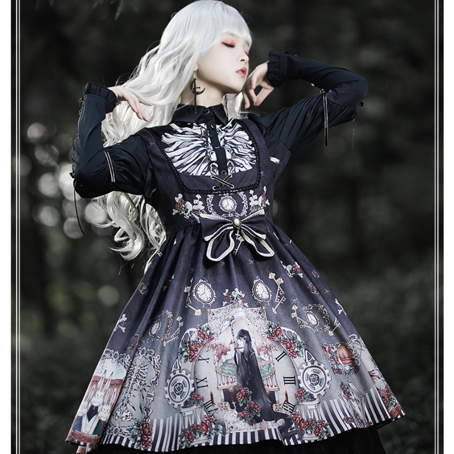 Vintage Gothic Lolita Jumper Skirt and Long-sleeved Shirt