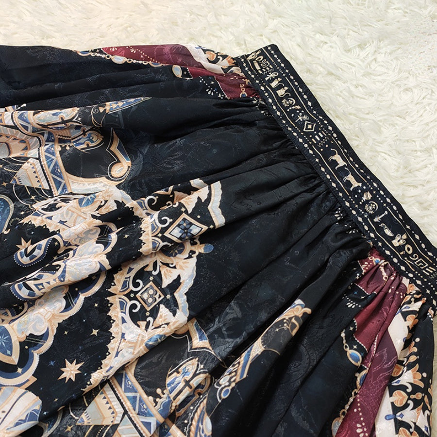 Egypt Style Gorgeous Side Opening Lolita Printed Skirt