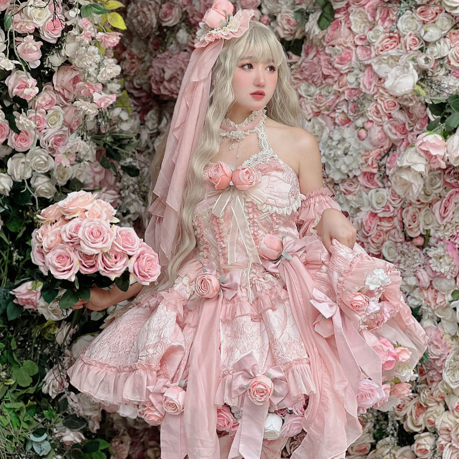 Original Sweet Fairy Rose Lolita Princess Dress Sets S22634