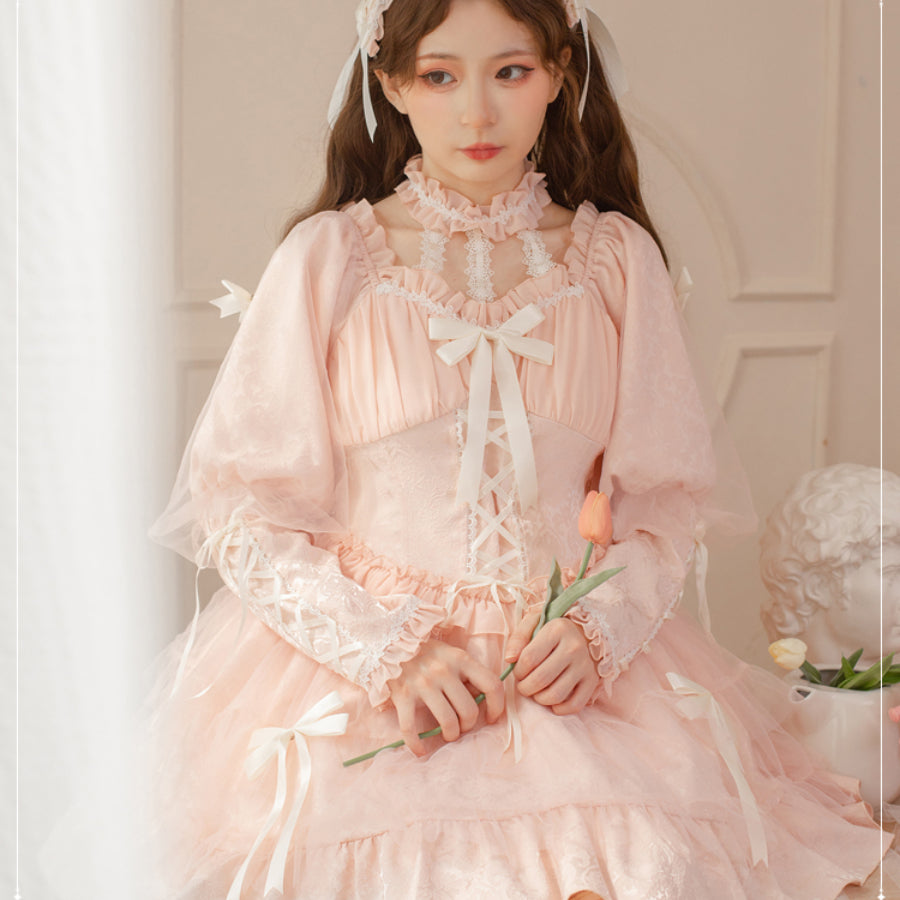 Sweet and Cool Gothic Lolita Slip Dress and Long-sleeved Dress S22810