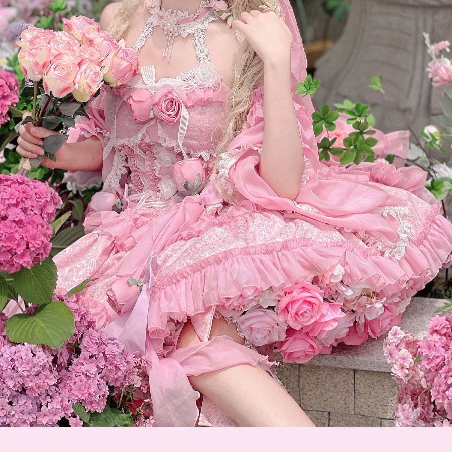 Original Sweet Fairy Rose Lolita Princess Dress Sets S22634