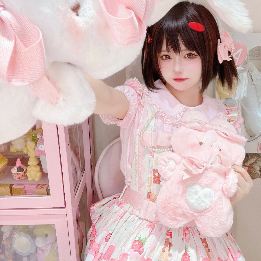 Lovely Lolita Woolen Rabbit Cake Crossbody Bag