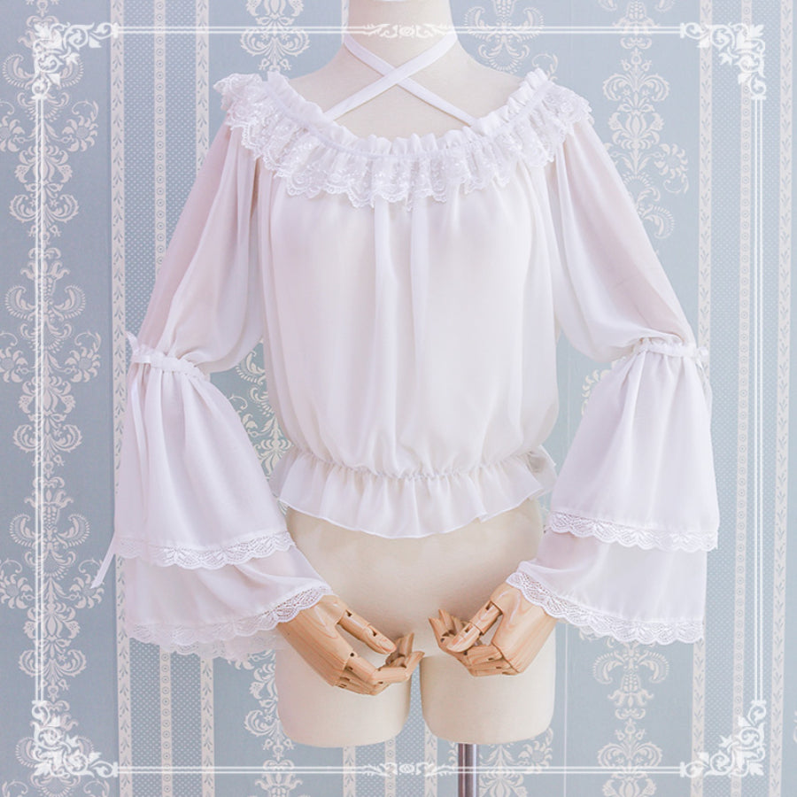 Chiffon Off Shoulder Lolita Long Sleeve Primer Shirt